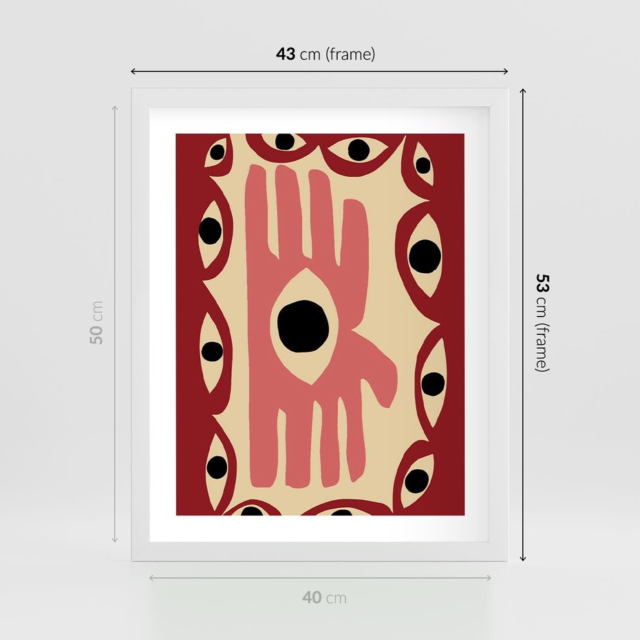 Plakat w ramie 40x50 - Migotliwe Kształty - abstrakcyjny obraz, boho styl - rama biała