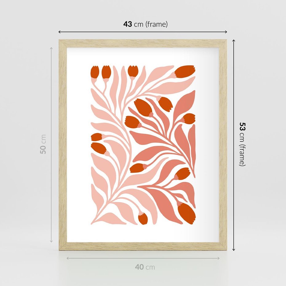 Plakat w ramie 40x50 - Nieskrępowane wyobraźnie kolorów - kwiaty, pastelowe kolory - rama drewno