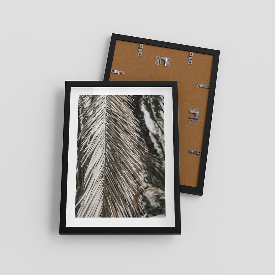 Plakat w ramie 30x40 - Egzotyczne Gałęzie - suche gałęzie, liście palmy - rama czarna