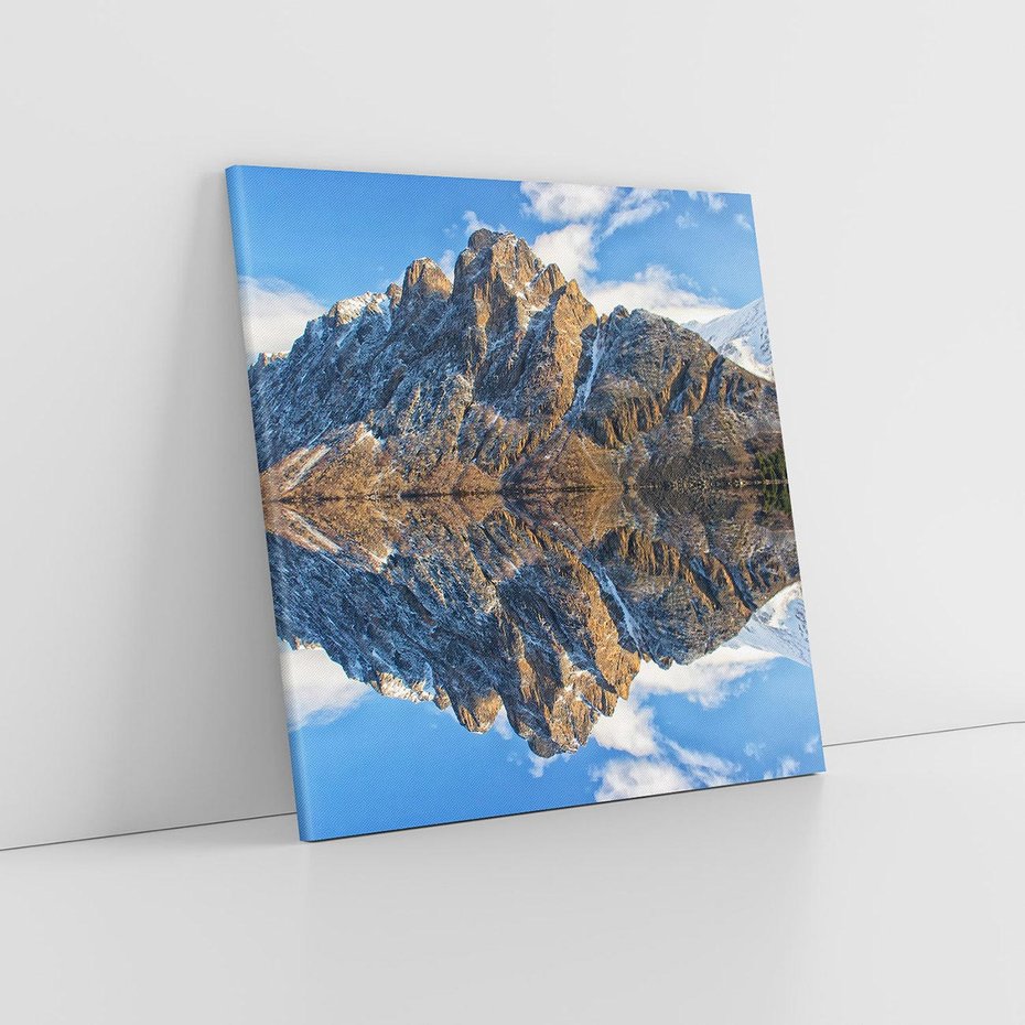 Obraz na płótnie 80x80 - Górskie odbicie jeziora - góry, jezioro