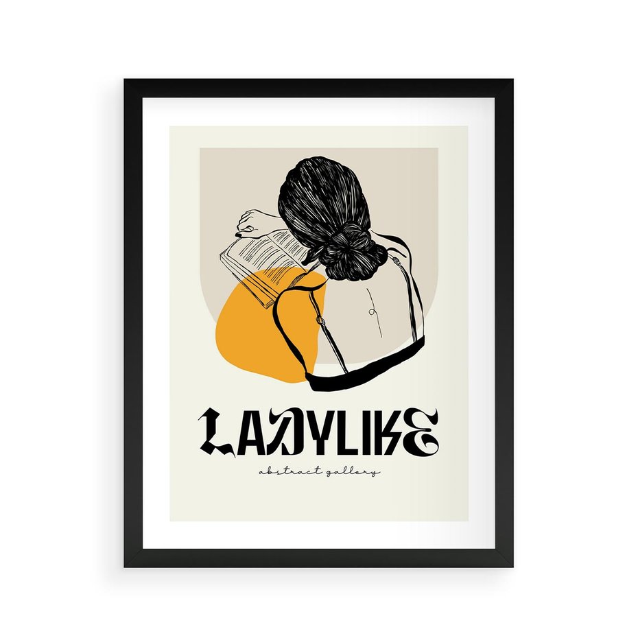 Plakat w ramie 40x50 - Kobiecość w Literach - grafika, nowoczesność - rama czarna