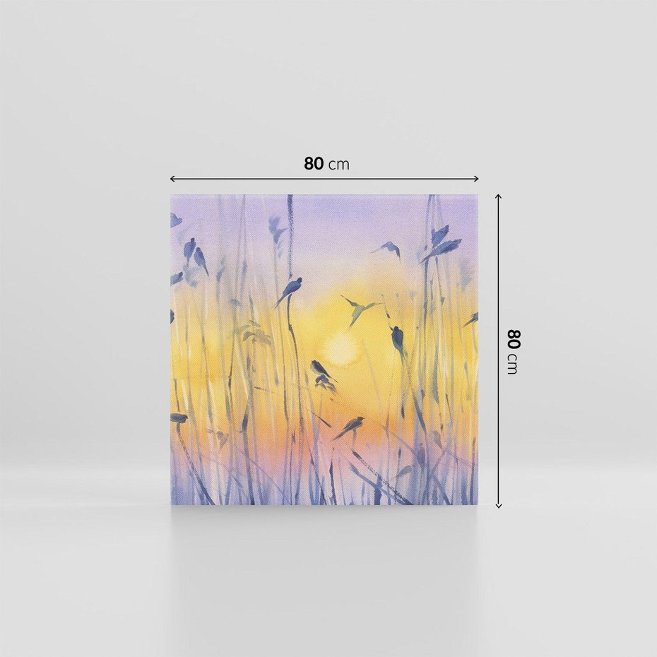 Obraz na płótnie 80x80 - Mistyka Poranka nad Szuwaram - wschód słońca w szuwarach, trawy