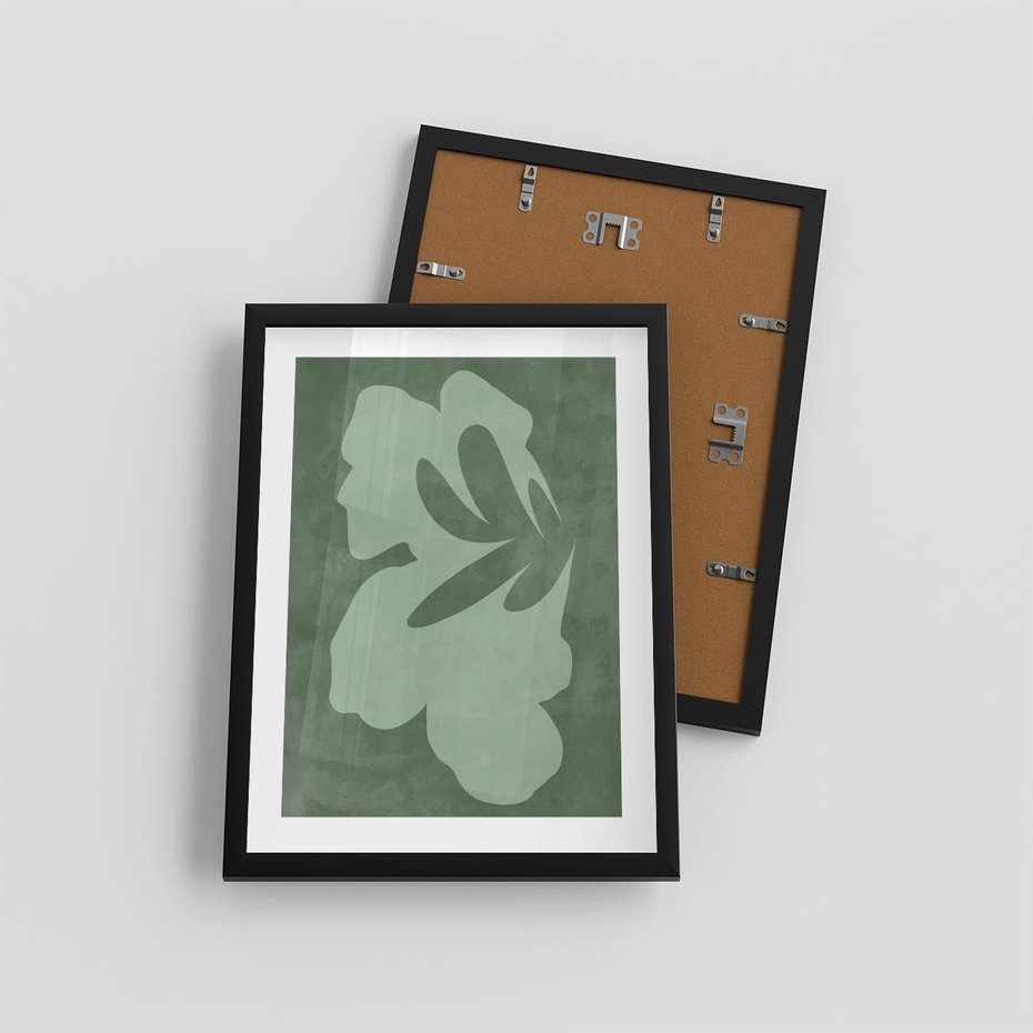 Plakat w ramie 30x40 - Kształty Zieleni - abstrakcyjny kształt, zielony plakat - rama czarna