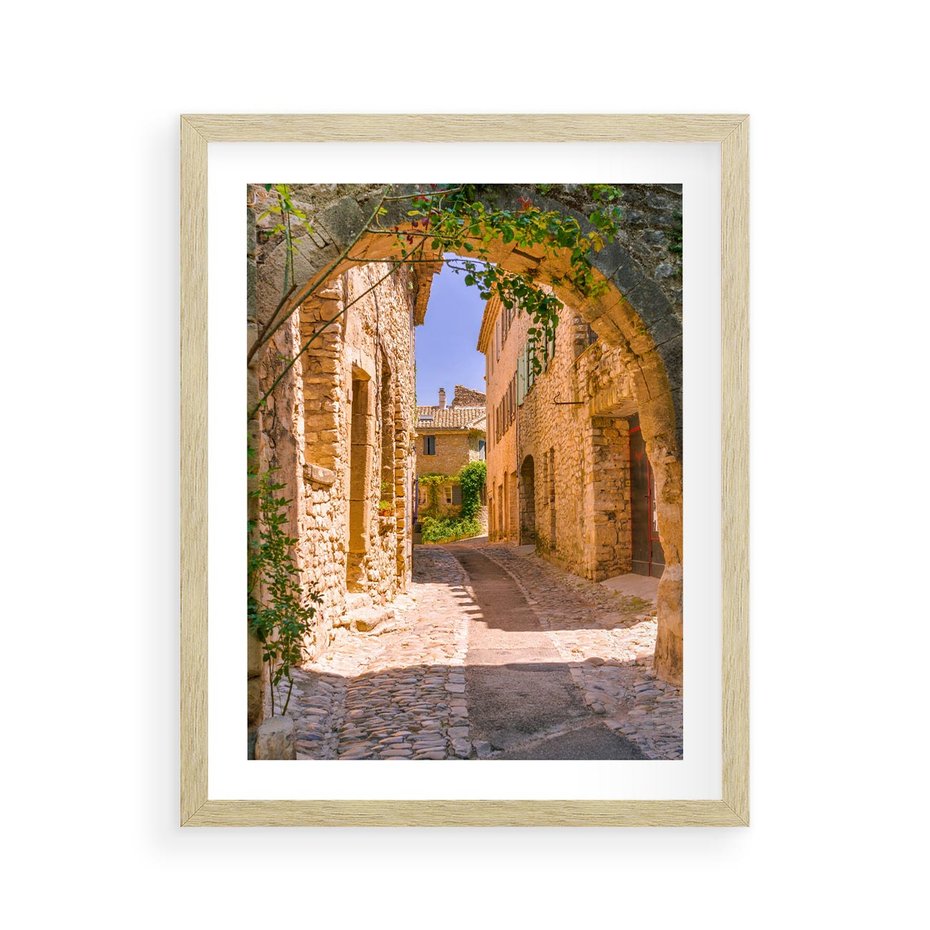 Plakat w ramie 40x50 - Malownicza uliczka w perspektywie - uliczka, perspektywa - rama drewno