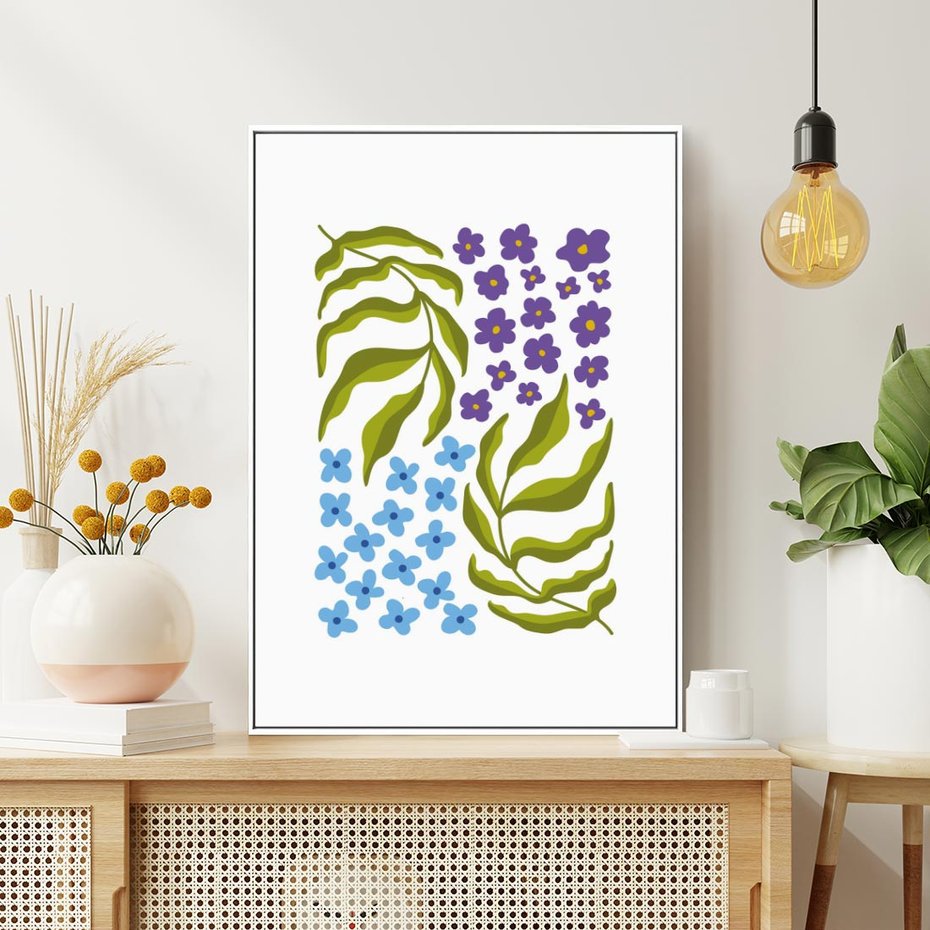 Obraz w ramie 80x120 - Księga Kształtów Bez Granic - kwiaty, sztuka nowoczesna - rama biała