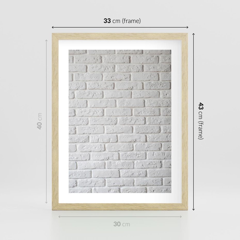 Plakat w ramie 30x40 - Wymiarowa Struktura - ściana, cegła - rama drewno
