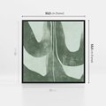 Obraz w ramie 50x50 - Nurtująca Kompozycja Zieleni - abstrakcyjne delikatne zielone linie, podobne do gałęzi kwiatów - rama czarna