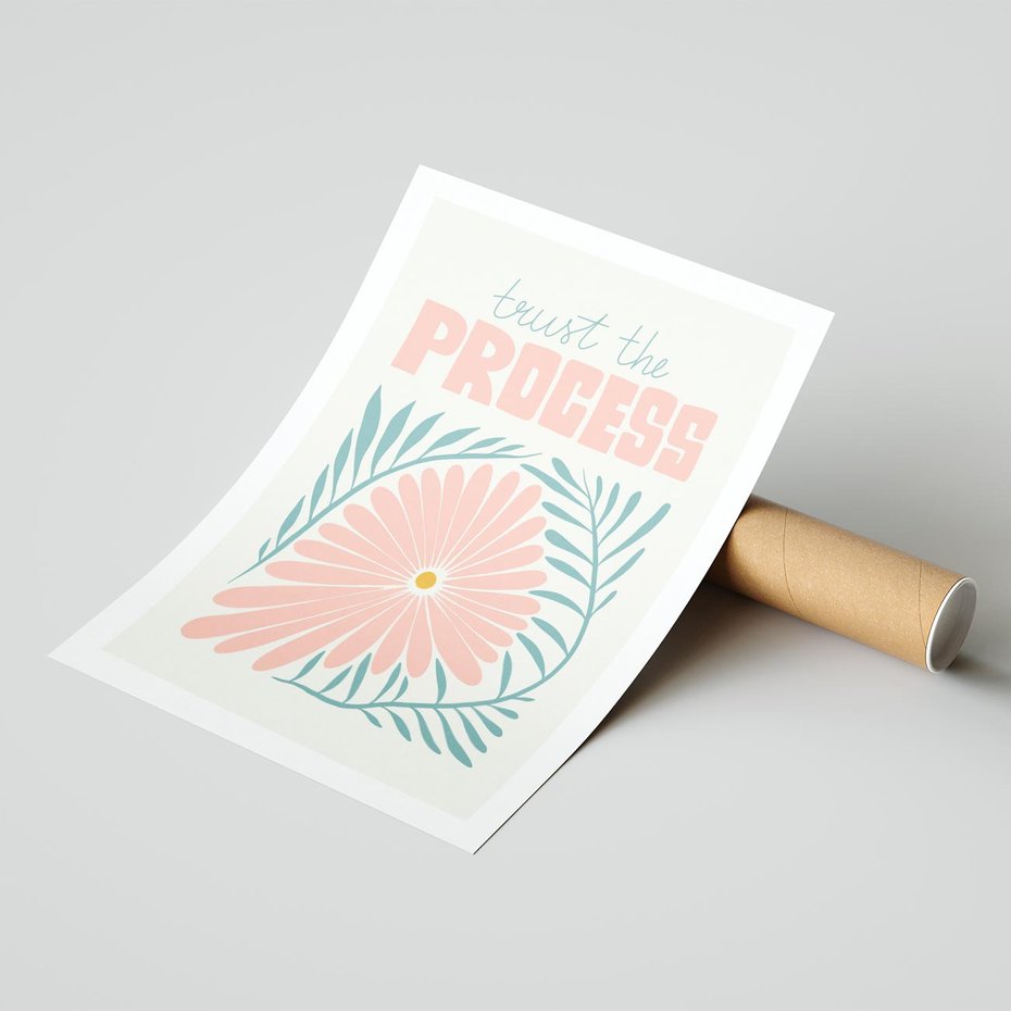 Plakat bez ramy 30x40 - Symfonia Światła - typografia, pastelowa stokrotka