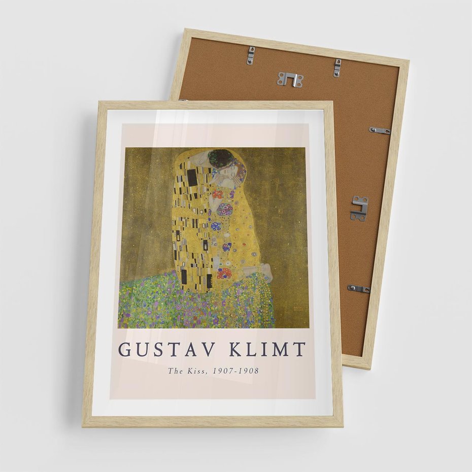 Plakat w ramie 50x70 - Sztuka Klimta - gustav klimt, pocałunek - rama drewno