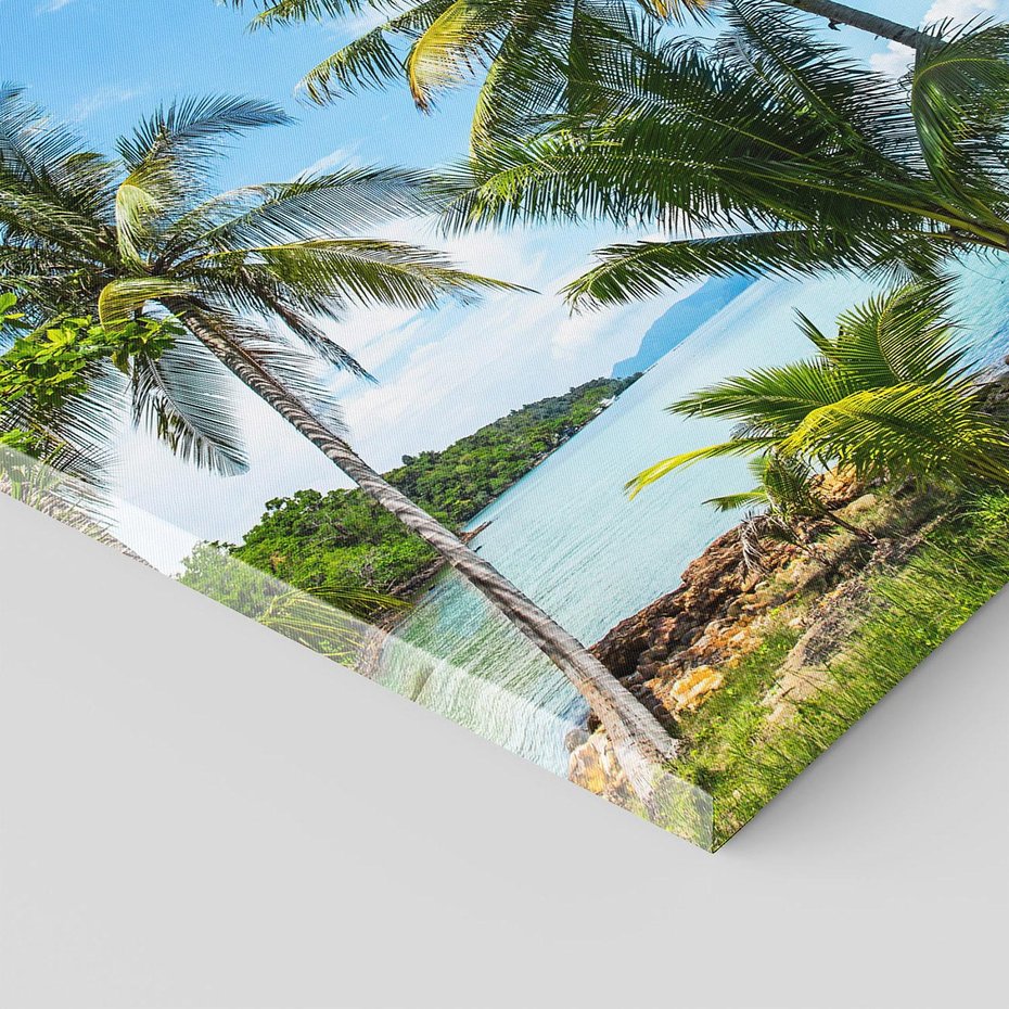 Obraz na płótnie 40x40 - Rajski wypoczynek - palmy, morze