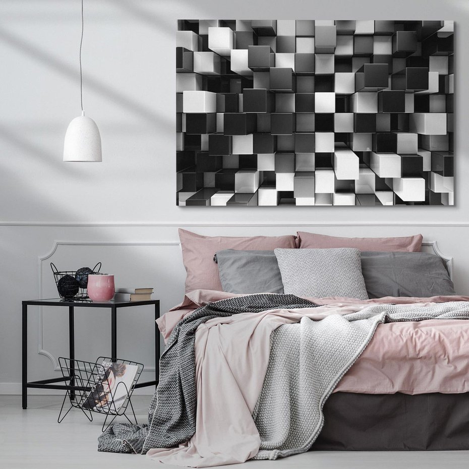 Obraz na płótnie 100x70 - Abstrakcyjna Szachownica: Gra Kolorów w 3D - 3D, abstrakcja