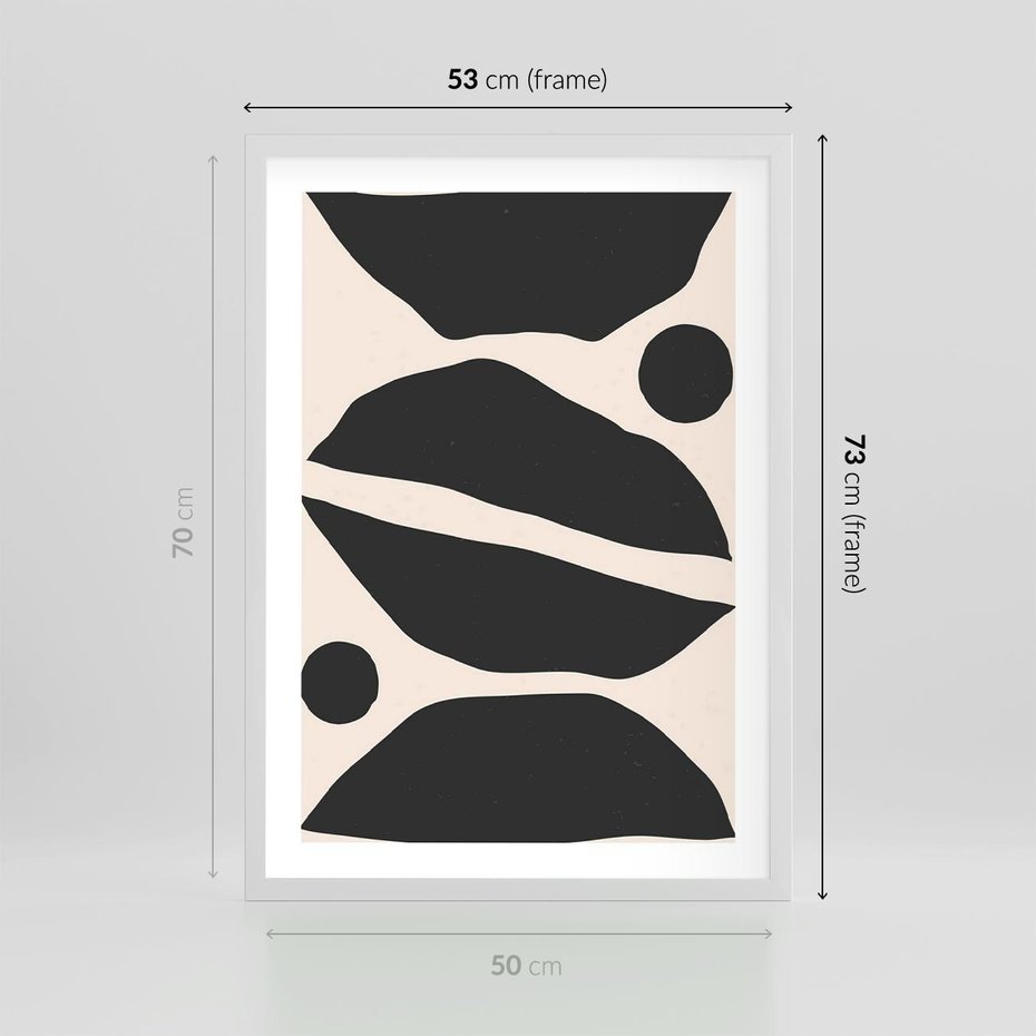 Plakat w ramie 50x70 - Surowa Abstrakcja - abstrakcyjny nowoczesny obraz, surowość - rama biała