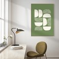 Obraz w ramie 50x70 - Migotliwe Formy - geometryczne boho kształty na brązowym, oliwkowym tle - rama drewno