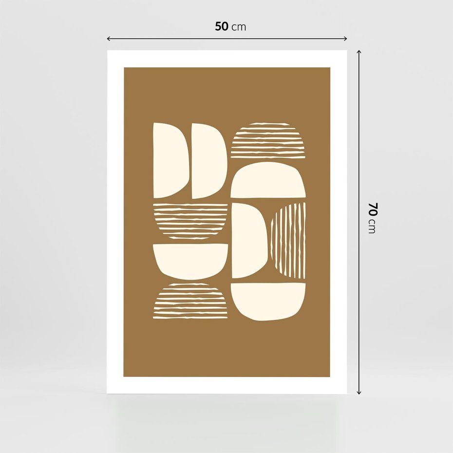 Plakat bez ramy 50x70 - Wewnętrzne Spektrum - geometryczne boho kształty na brązowym, karmelowym tle