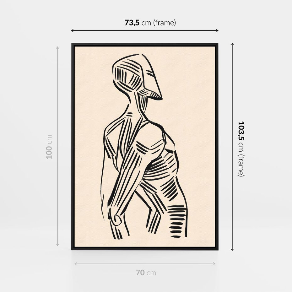 Obraz w ramie 70x100 - Eksploracja Wizualna - szkic, czarno biały - rama czarna