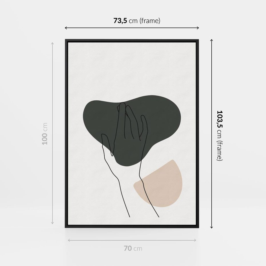 Obraz w ramie 70x100 - Bezczasowe Echo - szkic jedną linią, one line - rama czarna