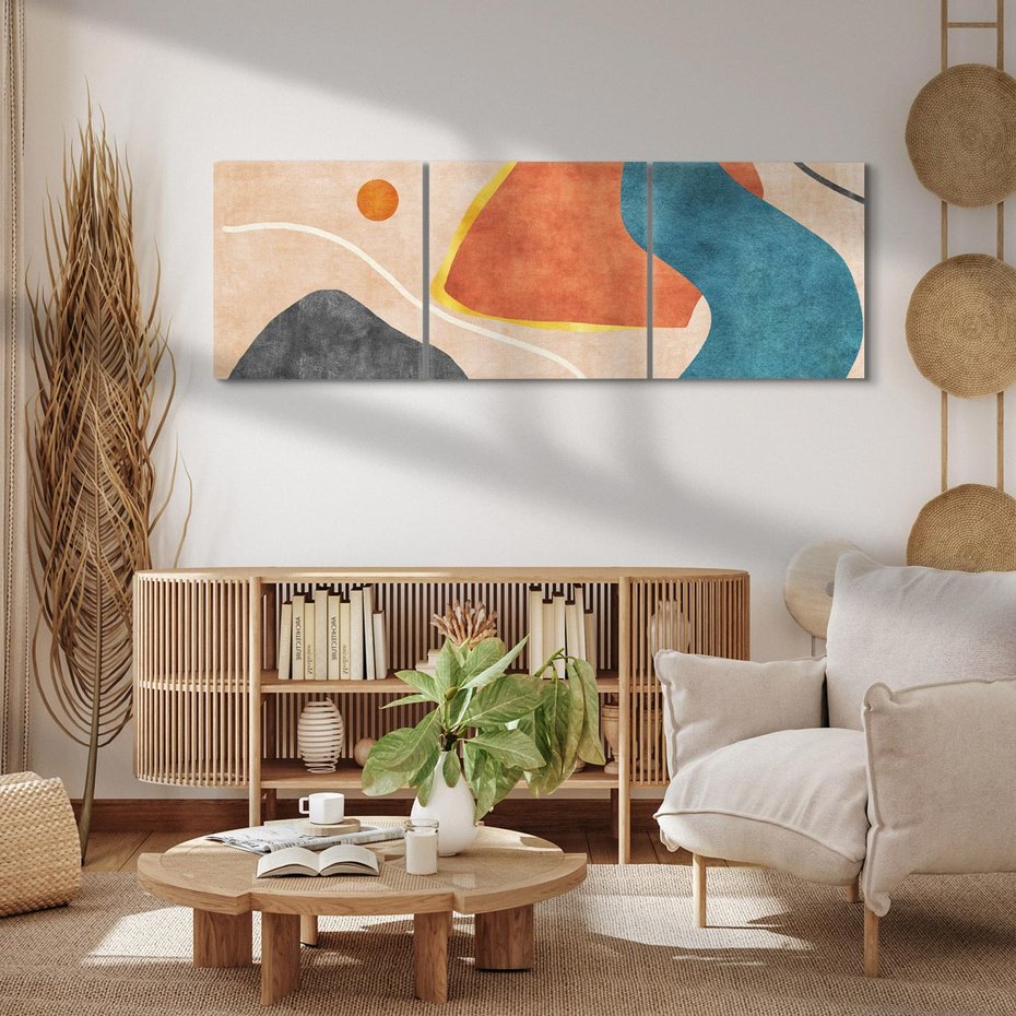 Obraz na płótnie 120x40 - Miedziana Ekspresja - abstrakcyjne kształty, plamy