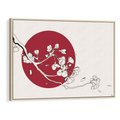 Obraz w ramie 100x70 - Esencja Zen - kwiatnąca wiśnia, orientalna grafika - rama drewno