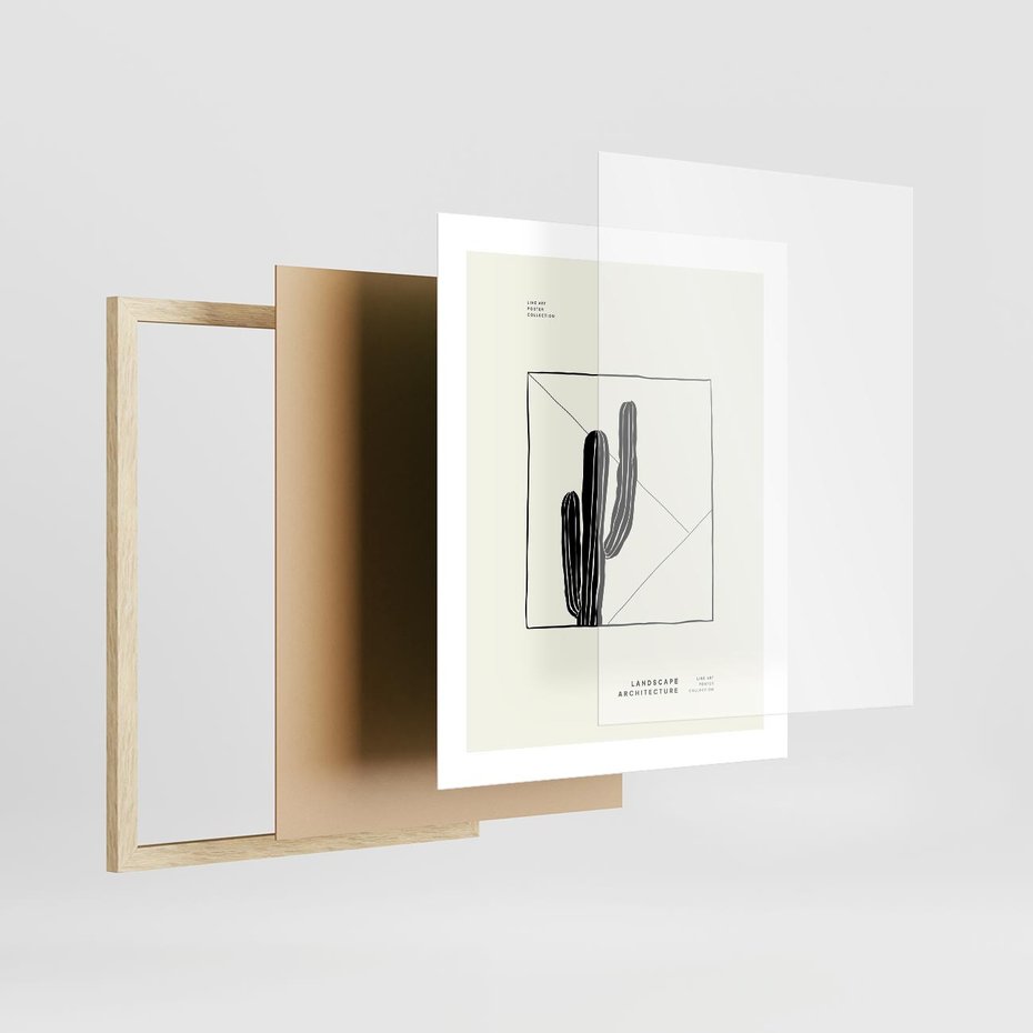 Plakat w ramie 40x50 - Zaklęta roślinna ekspresja - nowoczesna sztuka, minimalistyczny styl - rama drewno