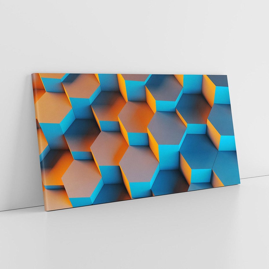 Obraz na płótnie 140x70 - Trójwymiarowa Gra - geometryczna, 3D