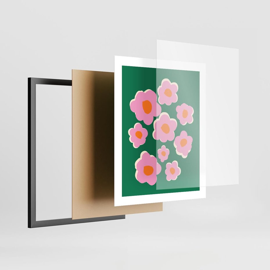 Plakat w ramie 40x50 - Przenikające Refleksje - abstrakcyjny plakat, boho styl - rama czarna