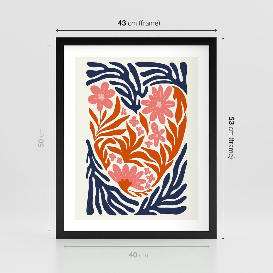 Plakat w ramie 40x50 - Kwiatami Splecione - kwiaty, nowoczesny plakat - rama czarna
