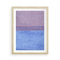 Plakat w ramie 50x70 - Taniec Światła - kolorowe akwarelowe pasy, odcienie fiolet - rama drewno