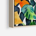 Obraz w ramie 50x50 - Tropikalne Pragnienia - akwarela, liście tropikalne - rama drewno