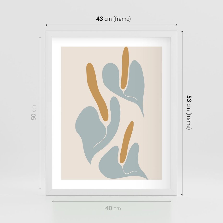 Plakat w ramie 40x50 - Kwiaty Pasteli - kwiaty, nowoczesne i minimalistyczne - rama biała