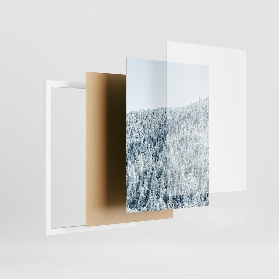 Zestaw obrazy w ramie 30x40 galeria - Zima, górski, domek, śnieg - rama biała