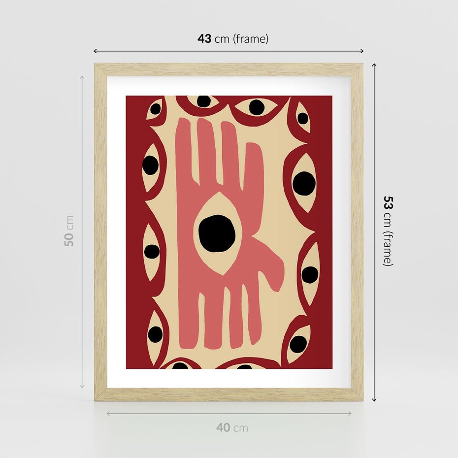 Plakat w ramie 40x50 - Migotliwe Kształty - abstrakcyjny obraz, boho styl - rama drewno