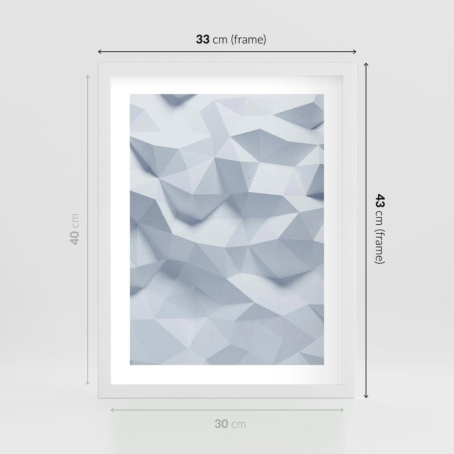 Plakat w ramie 30x40 - Trójwymiarowa geometria - geometria, 3d - rama biała