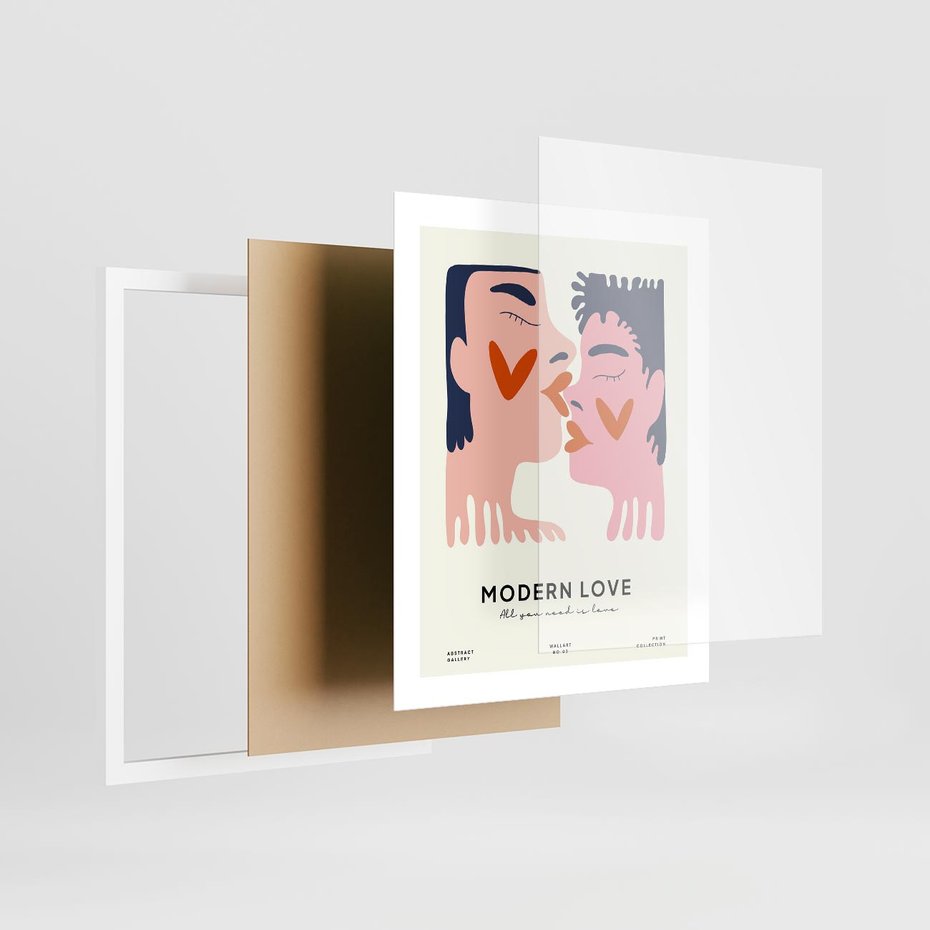 Plakat w ramie 40x50 - Miłość w Kompozycji - miłość, para zakochanych - rama biała