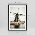 Plakat w ramie 50x70 - Holenderski Wiatrak w Sepii - holenderski wiatrak, młyn - rama czarna