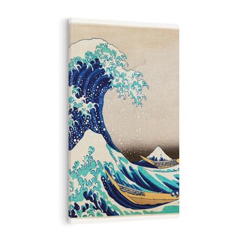 Obraz na płótnie 80x120 - "Wielka Fala u wybrzeży Kanagawy" Katsushiki Hokusai - Reprodukcja - reprodukcja, obraz na płótnie