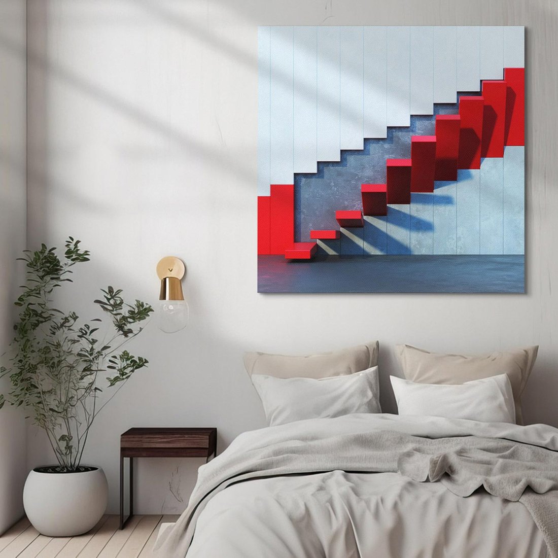 Obraz na płótnie 70x70 - Schody w abstrakcyjnej podróży - schody, abstrakcja