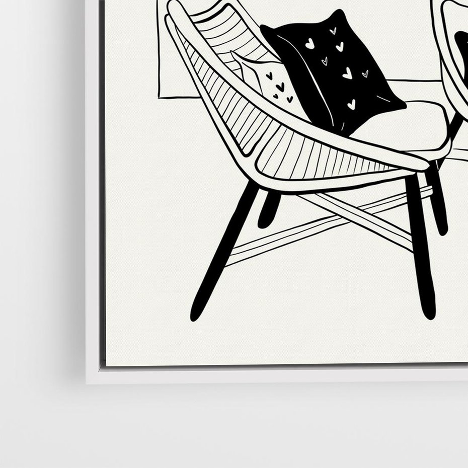 Obraz w ramie 50x50 - Boho Elegancja - boho wnętrze, salon - rama biała