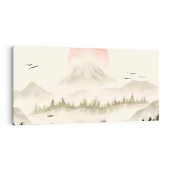 Obraz na płótnie 100x50 - Przyroda Japonii - japońska akwarela, góry