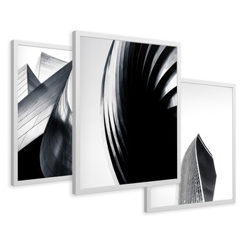 Zestaw obrazy w ramie 50x70 galeria - Nowoczesne, wieżowce, architektura - rama biała