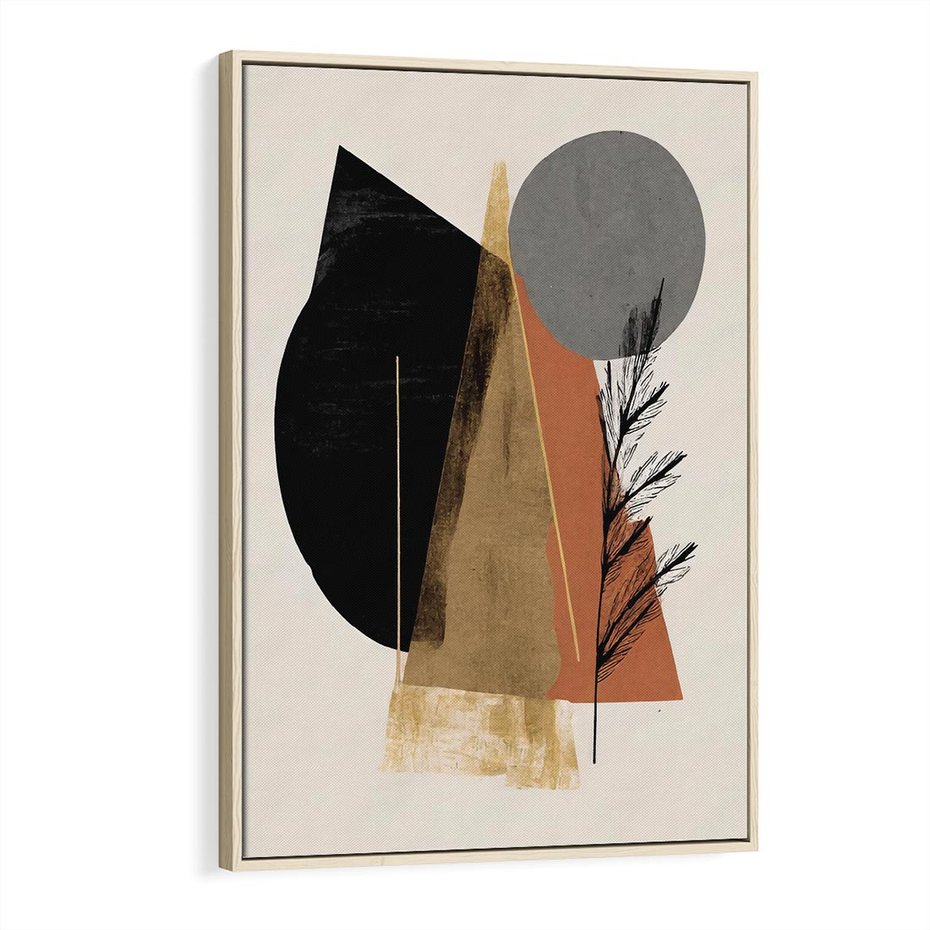 Obraz w ramie 70x100 - Wibracje Barw Ziemi - abstrakcyjny obraz, dziwne formy - rama drewno