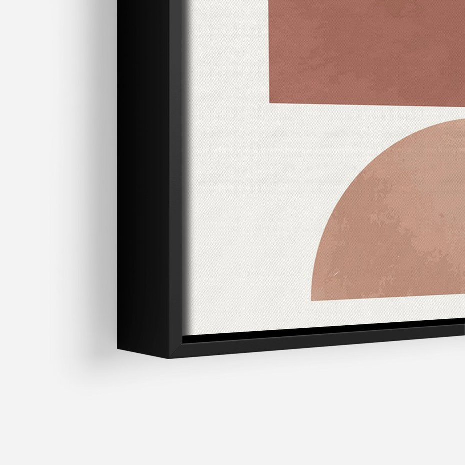 Obraz w ramie 70x100 - Rozkwitające Odbicia - abstrakcyjne geometryczne kształty, odcienie brązu i beżu - rama czarna