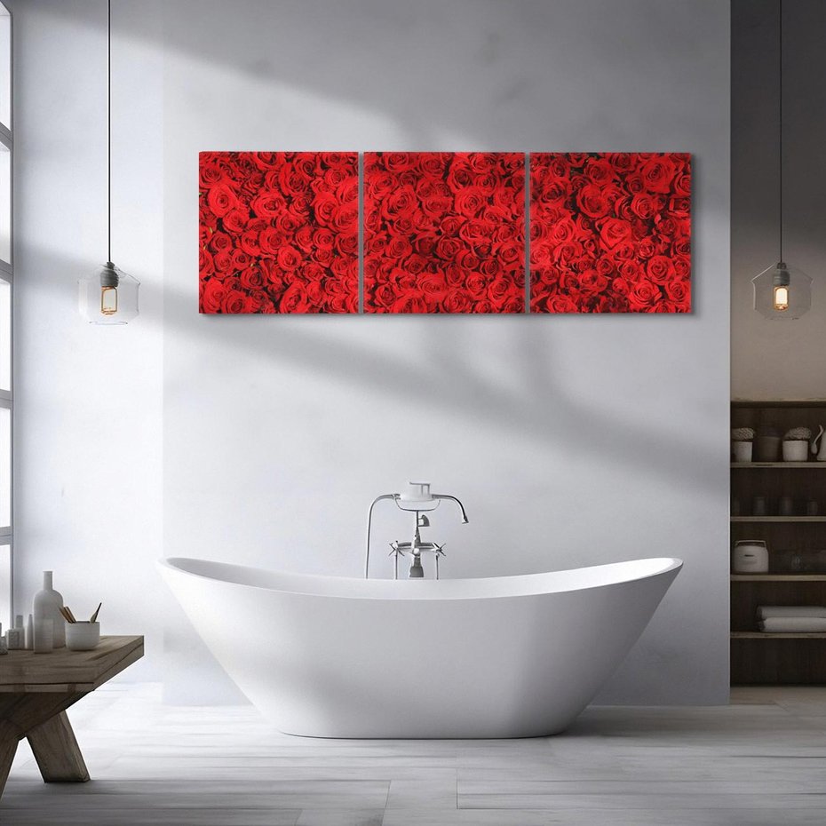 Obraz na płótnie 150x50 - Czerwona Pasja - czerwone, róże