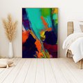 Obraz w ramie 70x100 - Abstrakcyjne wizje czasu - żywe radosne kolory, plamy kolory - rama drewno