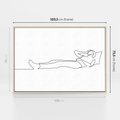 Obraz w ramie 100x70 - Postać na Łóżku - one line art, szkic - rama drewno
