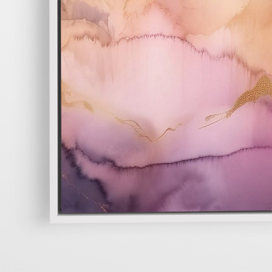 Obraz w ramie 50x70 - Pastelowe Wzgórza - pastelowe, różowe góry - rama biała