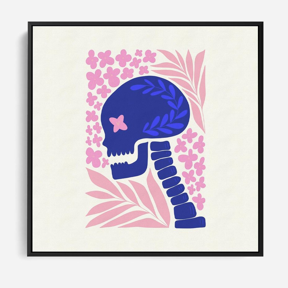 Obraz w ramie 50x50 - Żart z Czaszką - abstrakcja, sztuka nowoczesna - rama czarna