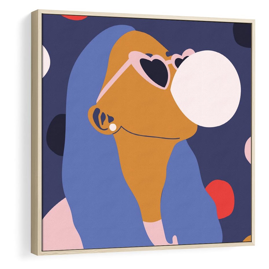 Obraz w ramie 50x50 - Odbicie Kobiety - nowoczesny plakat, styl retro - rama drewno