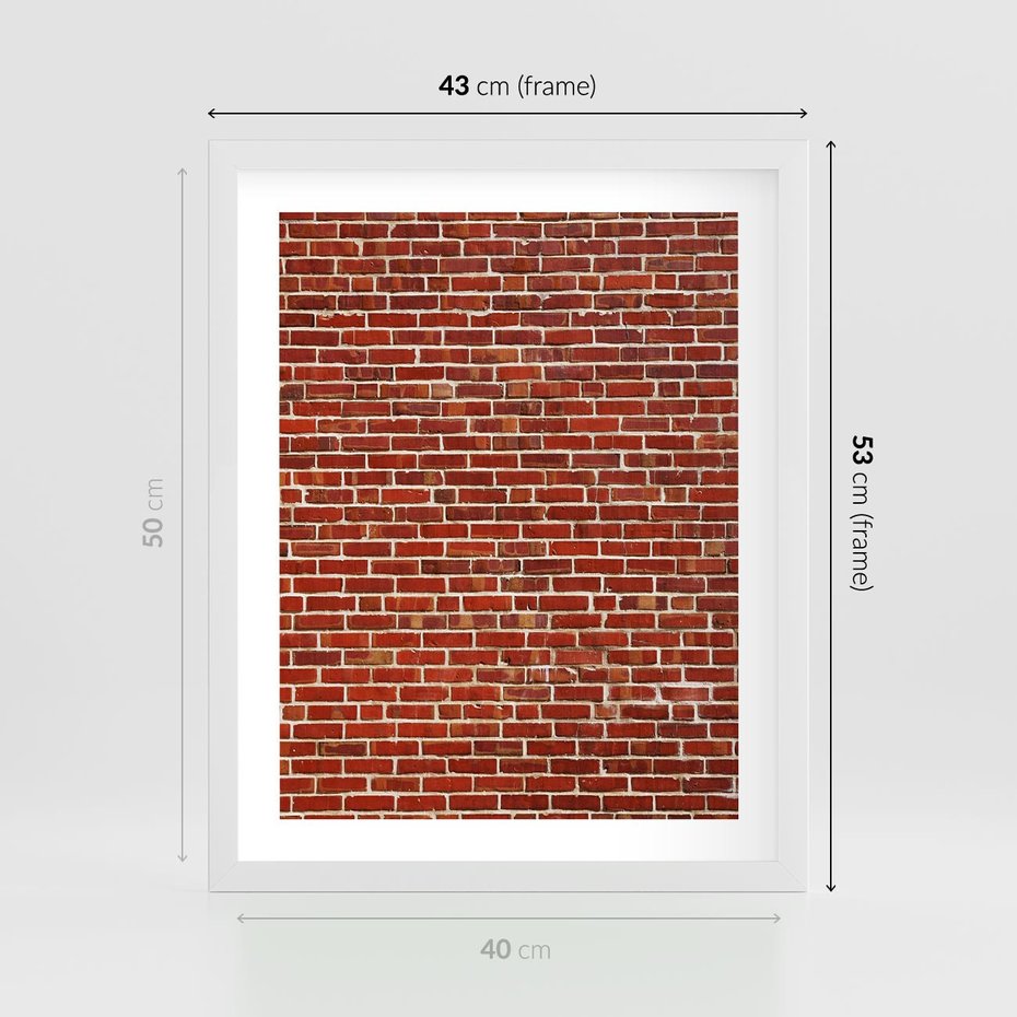 Plakat w ramie 40x50 - Mur z Cegieł - cegły, mur - rama biała