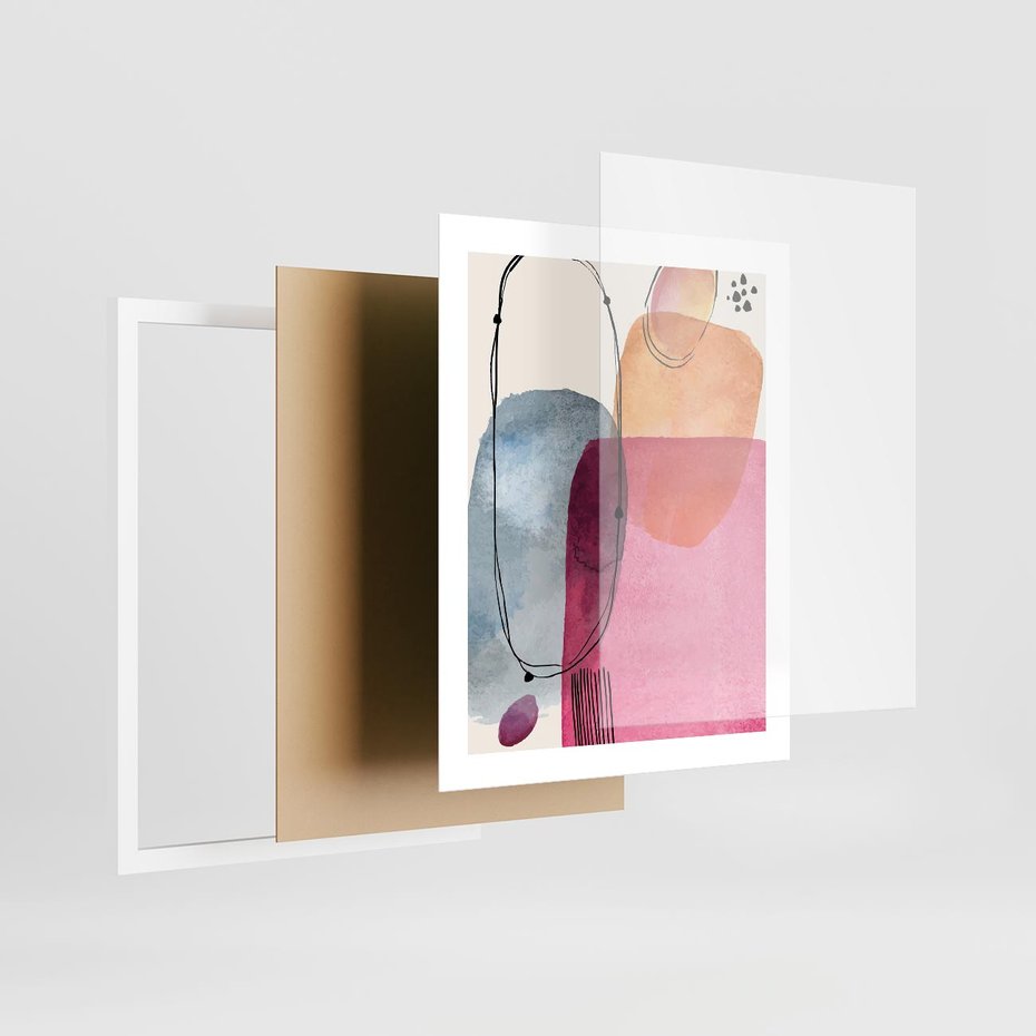 Plakat w ramie 40x50 - Kolorowe Pastelowe Spektrum - kolorowe pastelowe plamy, rozmyte żywe kolory - rama biała