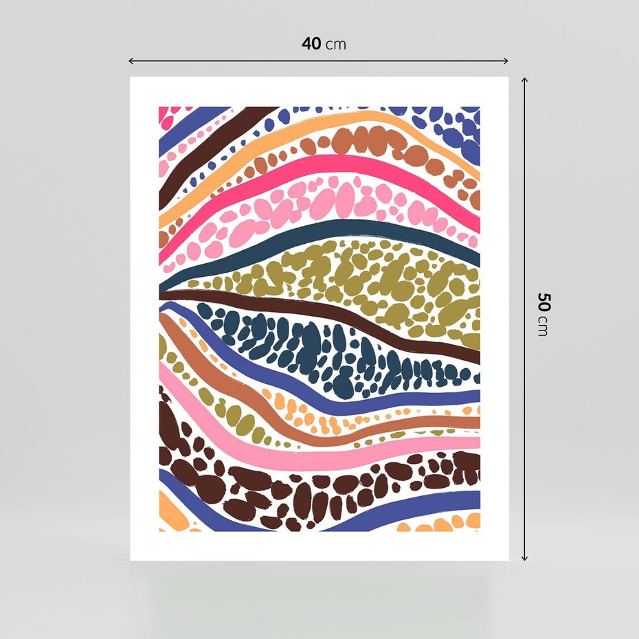 Plakat bez ramy 40x50 - Wibracje Plam - kolorowe wzory, tęczowe żywe kolory